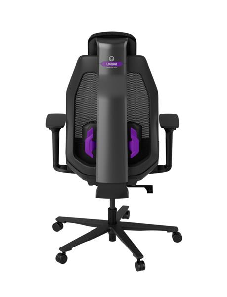 Lorgar PRO CHA51 ergonomická herná stolička, 4D podrúčky, bedrová opora, nastaviteľná opierka hlavy, čierno fialová