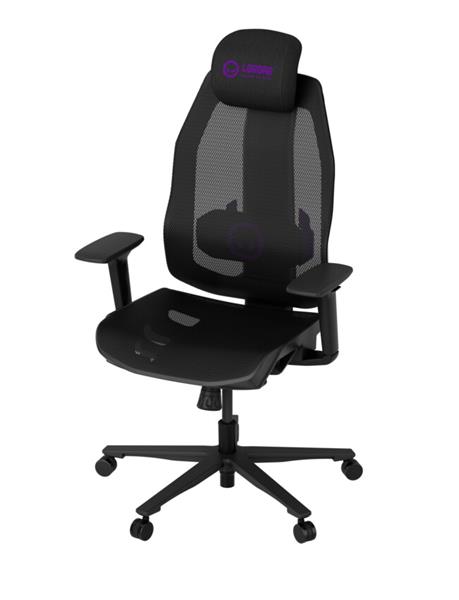 Lorgar PRO CHA51 ergonomická herná stolička, 4D podrúčky, bedrová opora, nastaviteľná opierka hlavy, čierno fialová