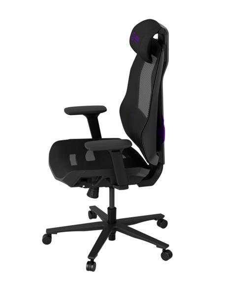 Lorgar PRO CHA51 ergonomická herná stolička, 4D podrúčky, bedrová opora, nastaviteľná opierka hlavy, čierno fialová