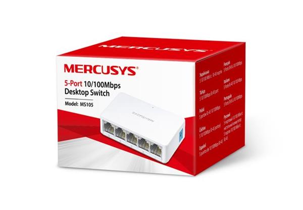 MERCUSYS MS105v2 5-port 10/100M mini Desktop Switch, 5 10/100M RJ45 ports, Plastic case