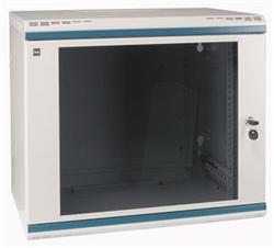 MOELLER / EATON 19" rozvádzač nástenný 2-D NWS 12U/300mm, skl.dvere, páka, šedý