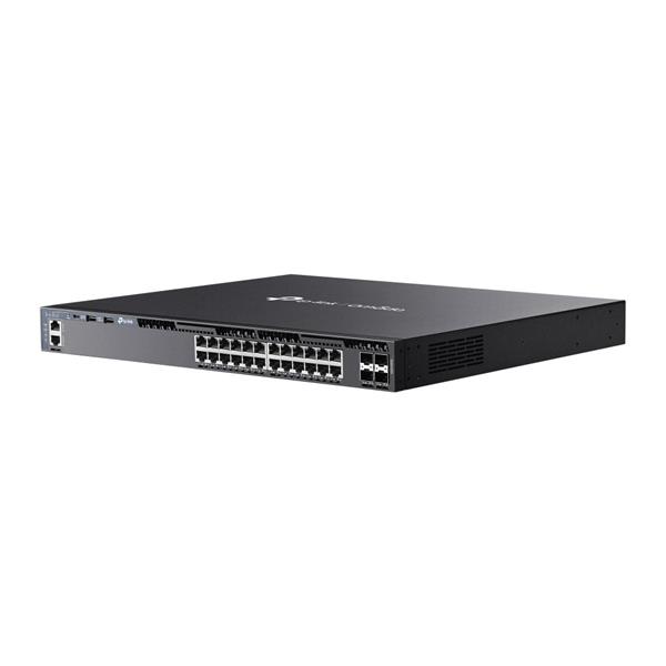 Omada 24-Port Gigabit Stackable L3 Managed Switch with 4 10GE SFP+ Slots PORT: 24× Gigabit RJ45 Ports, 4× 10G SFP+ Slots