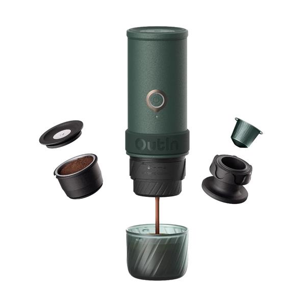 Outin Mino Prenosný espresso kávovar, farba zelená
