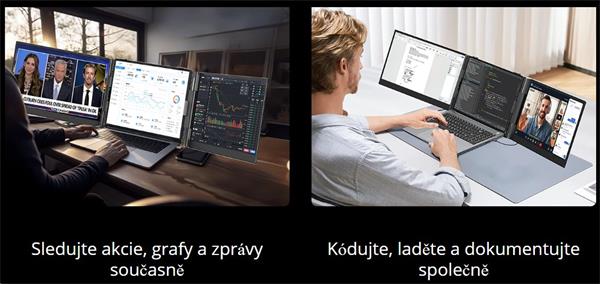 Portable monitor Blackview DCM8 Dual Screen 15.3inch 1920x1200 16:9 LCD 60Hz IPS 178 USB-C 3.1x3, sivo čierny