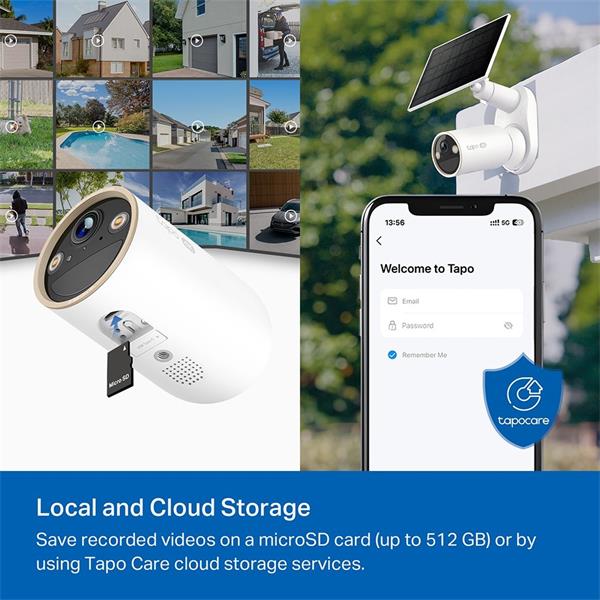 Solar-Powered Security Camera Kit 1 × Tapo C460, 1 × Tapo A201 SPEC: 4K UHD (3840x2160), H.265/H.264 Supported, 16x UHD