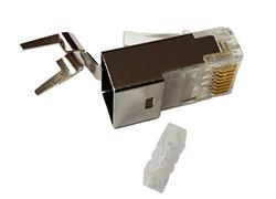 SOLARIX konektor RJ45-8p8c,50µ" Au, drôt/lanko guľatý FTP CAT6A - otvor pre vodič 1,5mm, 1ks