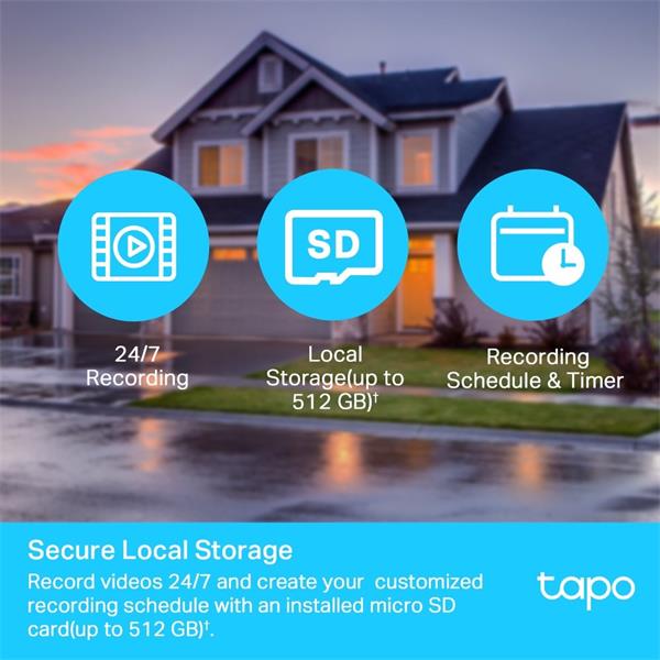 Tapo Outdoor Pan/Tilt Security Wi-Fi Camera SPEC: 1080p, 2.4 GHz, Horizontal 360o FEATURE: Physical Privacy Mode, Smart