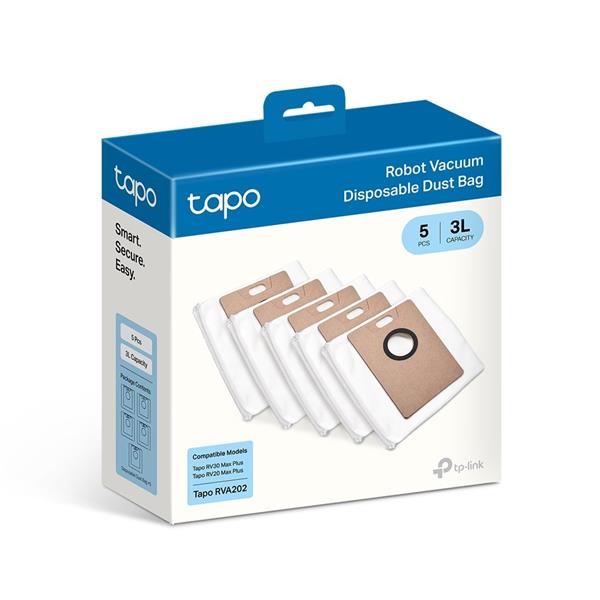 Tapo Robot Vacuum Disposable Dust Bag SPEC: 3L Disposable Dust Bag ×5 Suitable for Tapo RV30 Max Plus, Tapo RV20 Max Pl