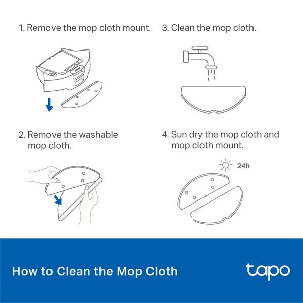 Tapo Robot Vacuum Washable Mop Cloth SPEC: Washable Mop Cloth ×5 Suitable for Tapo RV30 Max Plus, Tapo RV30 Max, Tapo RV