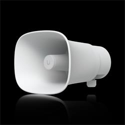 Ubiquiti All-weather PoE 120 dB horn speaker with advanced AI alert functionality and versatile wall, corner, and pole m