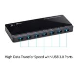 USB 3.0 7-Port Hub with 2 Charging Ports SPEC: 7× USB 3.0 Ports, 2× 2.4A Smart Charging USB Ports, FEATURE: Modern Desi