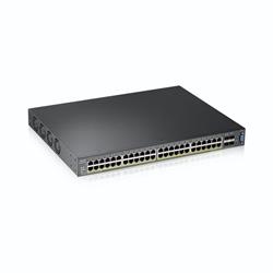 ZyXEL XGS2210-52HP, 52-port Managed Layer2+ Gigabit Ethernet switch, 48x Gigabit metal + 4x 10GbE SFP+ ports, PoE 802.3a