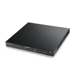 ZyXEL XGS3700-24HP, 28-port Datacenter Gigabit switch, L2/3, 24x Gigabit metal + 4x 10G open SFP+, Full L2+ features + L